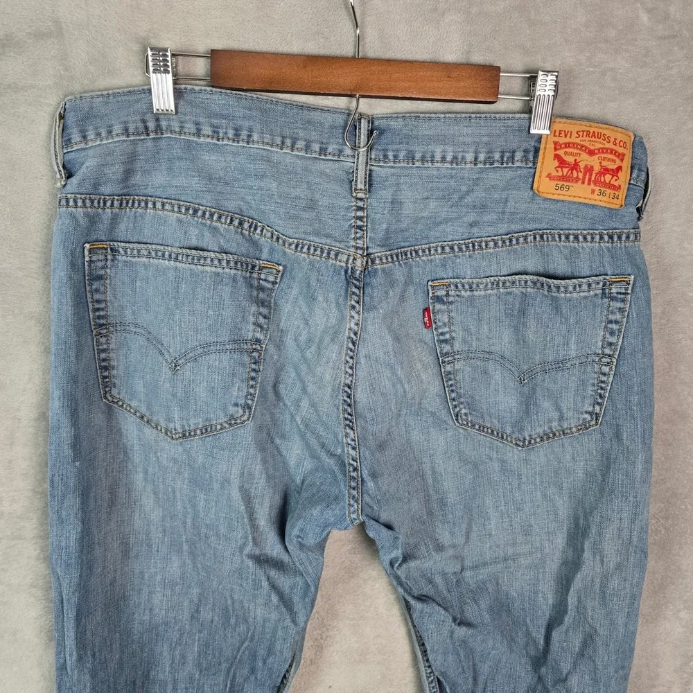 Levis 569 Loose Straight Jeans Mens 39x33‎ Light Wash Blue Denim 00569-0094